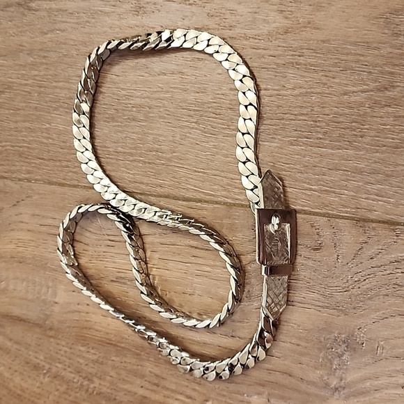 Vintage Accessocraft Belt  Silver 80s Coil Chain Hook Closure No Stretch…